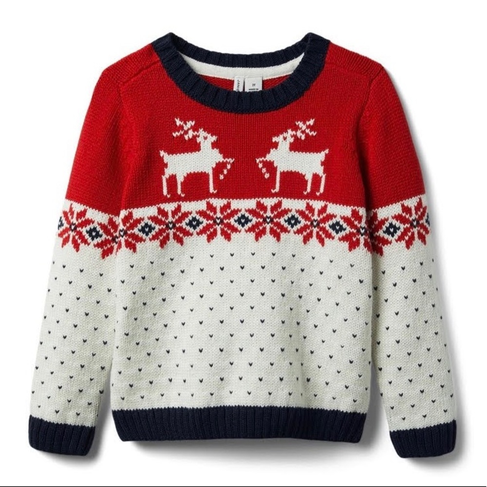 Janie Jack Fair Isle Reindeer Sweater size 18-24